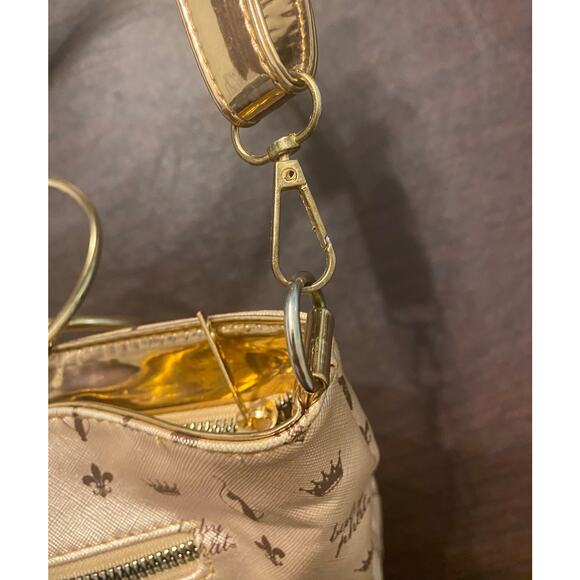 Baby Phat Rose Gold Logo Print Shoulder Bag Ring Handles & Strap Y2K Vintage - Picture 10 of 14